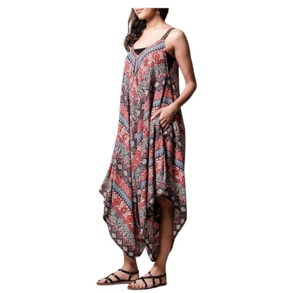 Angie Boho Paisley Print Harem Pant Loose Jumpsuit Sz M NWT - Picture 4 of 16